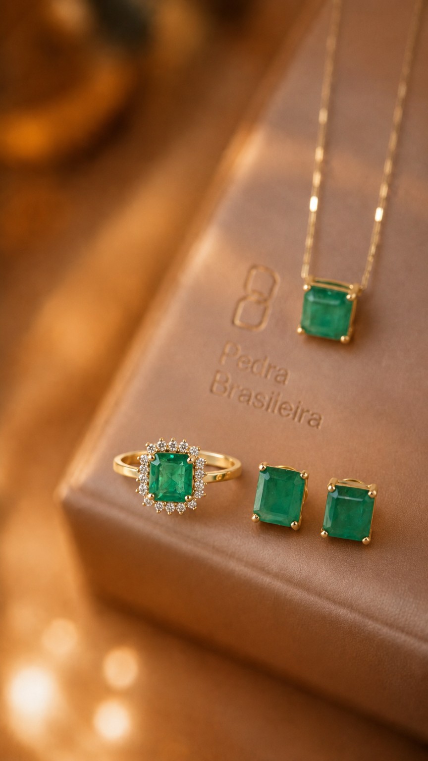 Conjunto em esmeralda — Pedra Brasileira